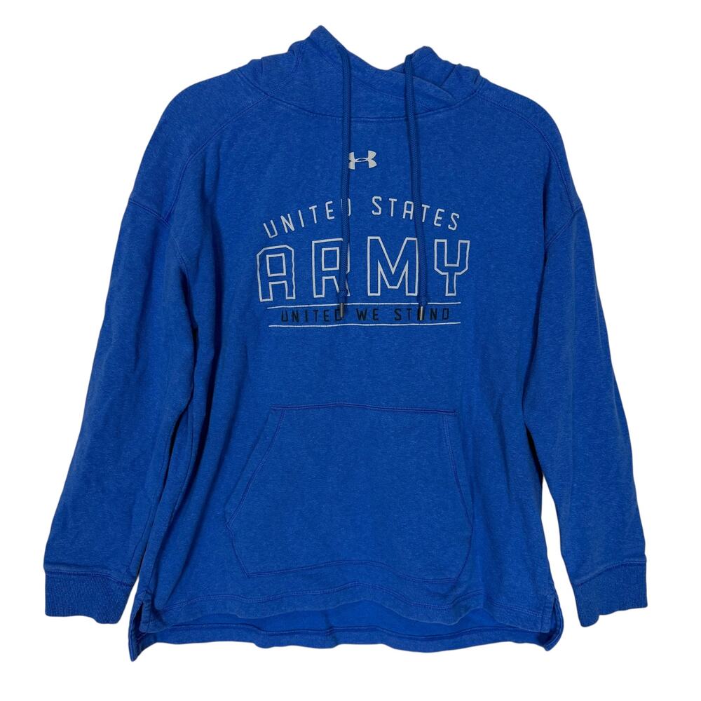 US ARMY Under Armour Coldgear Mens Hoodie M Blue Graphic Fleece Lined